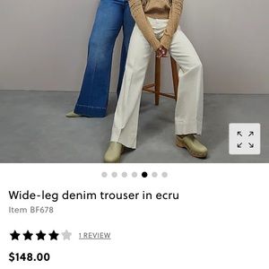 1 new with tags pair of JCrew wide leg trousers in the color Ecru.